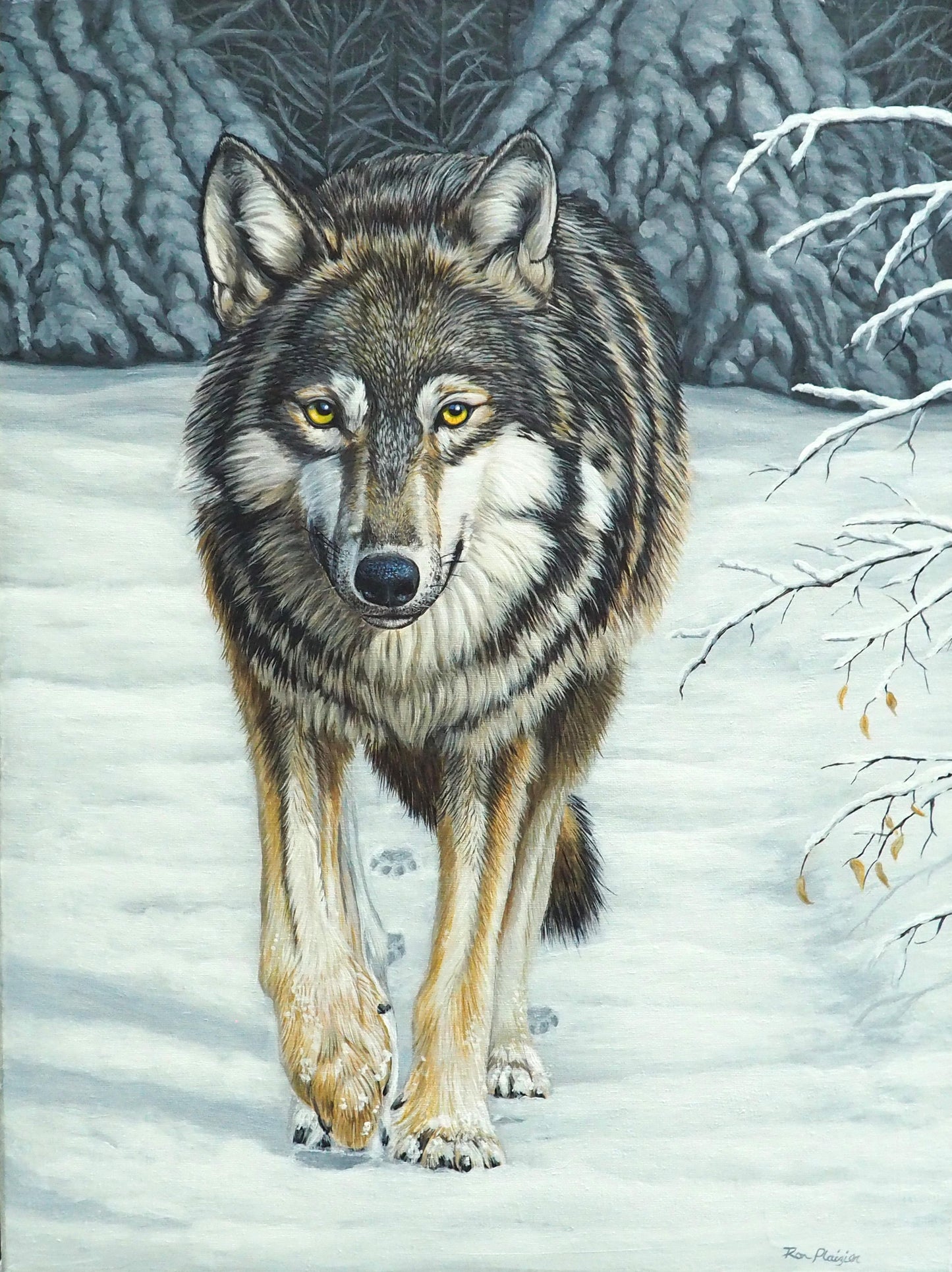 Silent Approach - 24"x18" Original Framed