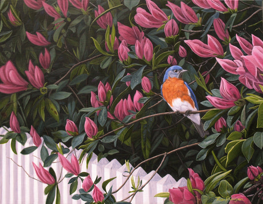 Azalea Bluebird- 14"x18" Original Framed image 0