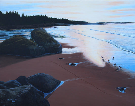 Deep Cove Sandpipers 20"x16" framed original image 0